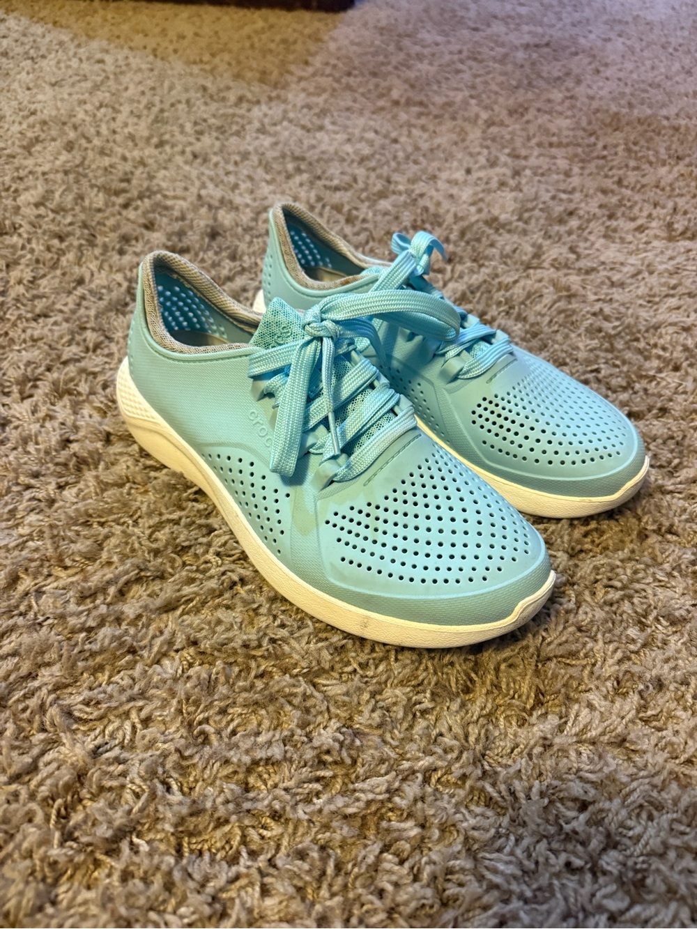 CROCS Women's Aqua Lace-Up Perforated Sneakers